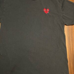 Riot Society Black Tee with Red Heart Design